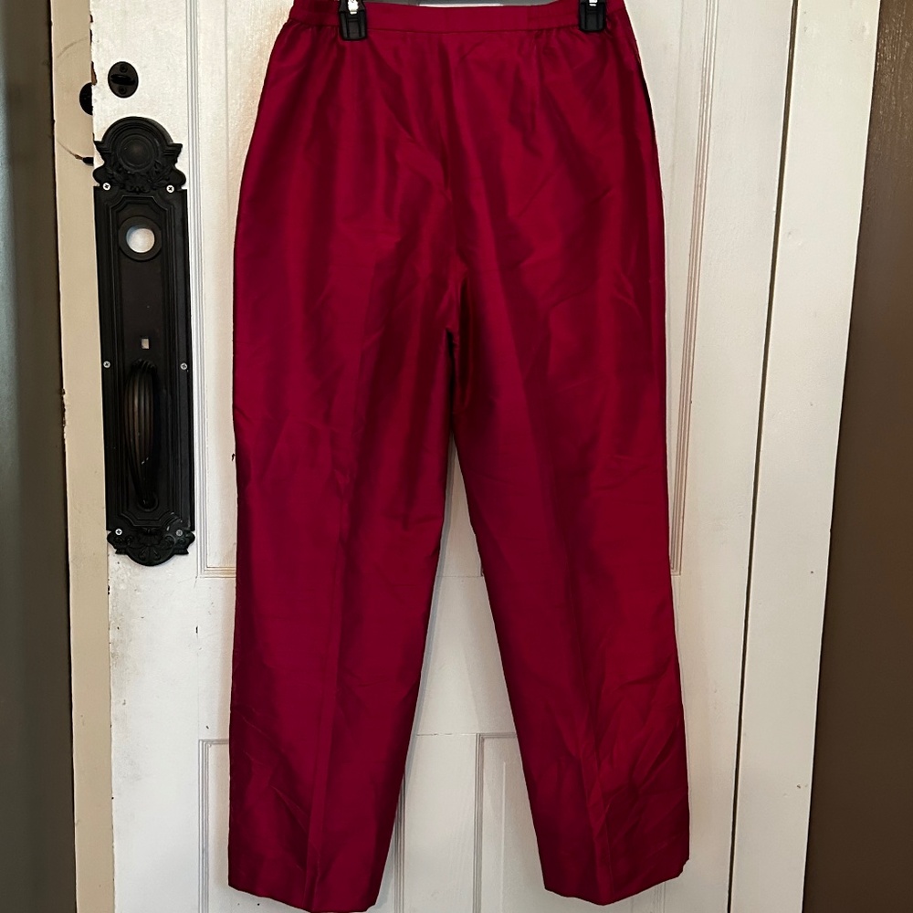 Women’s Kasper A.S.L. 100% silk Holiday pants red size 12